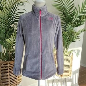 The North Face Girls Size XL Gray and Fuchsia Pink Fleece Jacket
